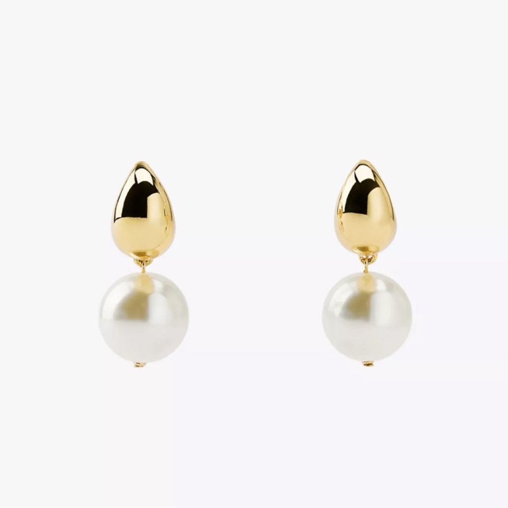 Zara chunky gold Pearl Drop Earrings
